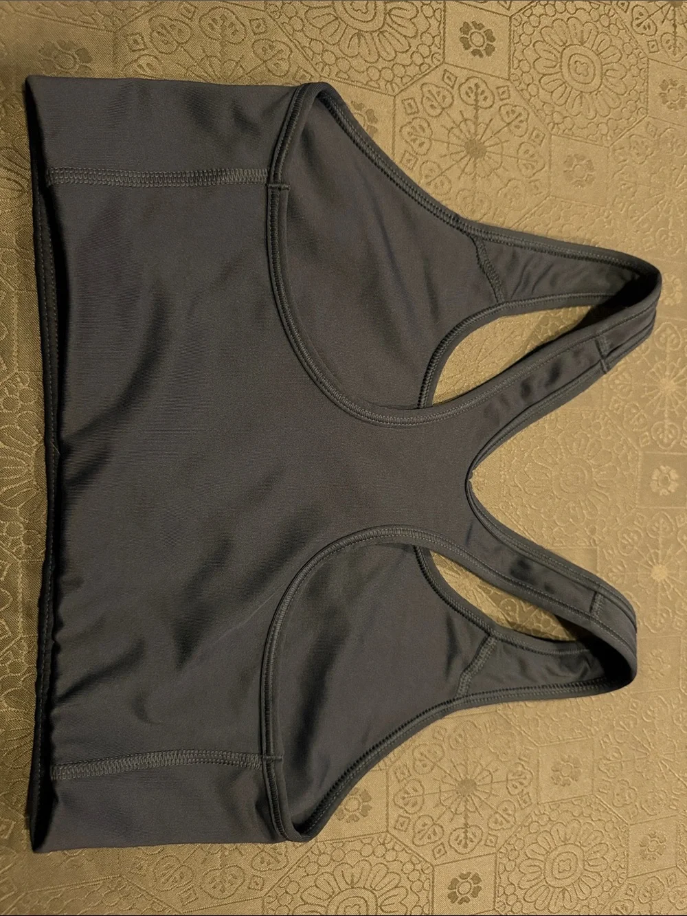 Nike Women's Navy Racerback Sports Bra with Yellow Swoosh